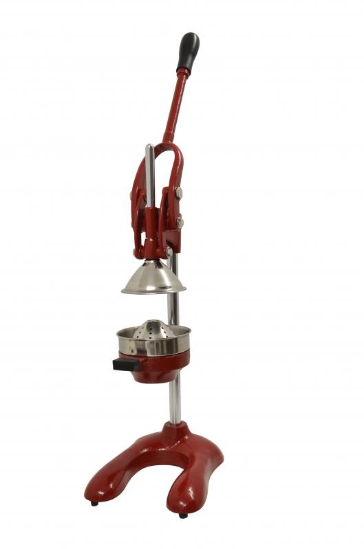 Manual Cast-Iron Red Citrus Squeezer with 5" Cutter Plate Diameter
